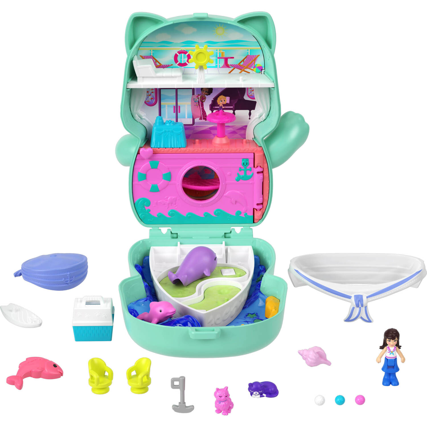 Polly Pocket - Set Sail Kitty Compact Playset - Mattel - Image 2