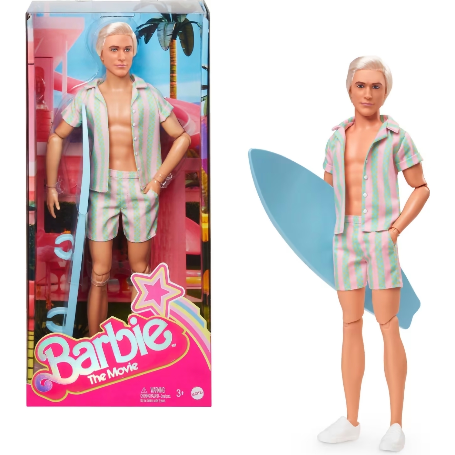 Barbie - The Movie Ken Doll Wearing Pastel Striped Beach Matching Set 2025 - Mattel