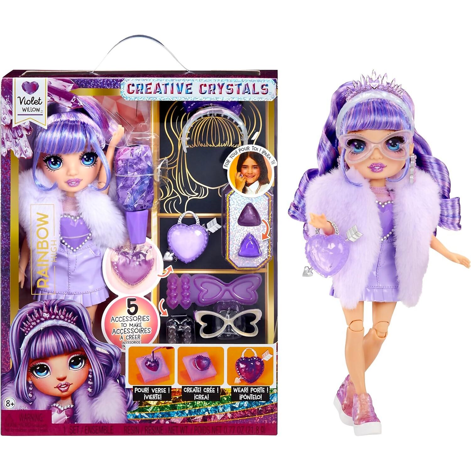 Rainbow High - Creative Crystals Violet Willow 28cm Fashion Doll & Accessories DIY