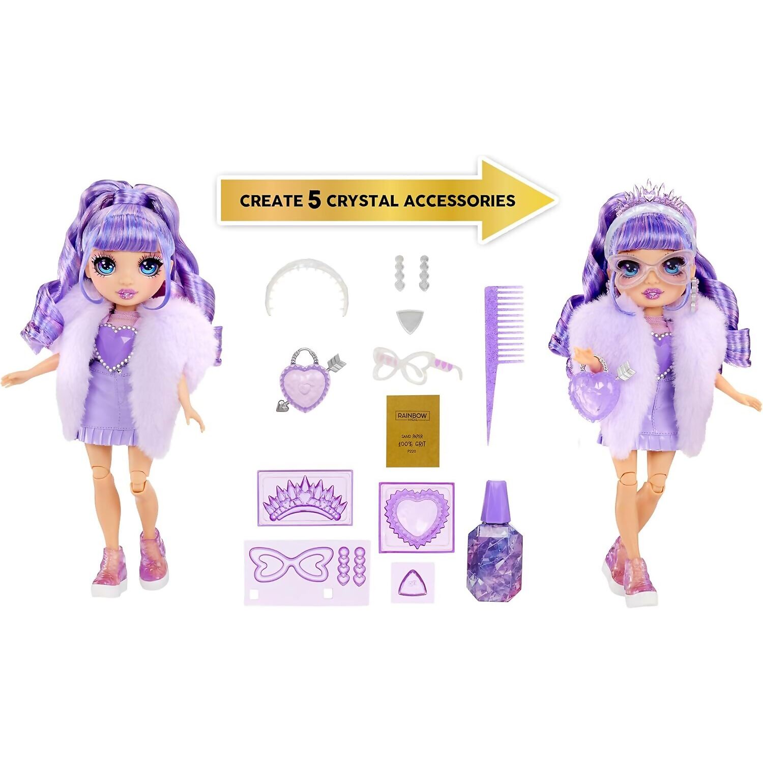 Rainbow High - Creative Crystals Violet Willow 28cm Fashion Doll & Accessories DIY - Image 2