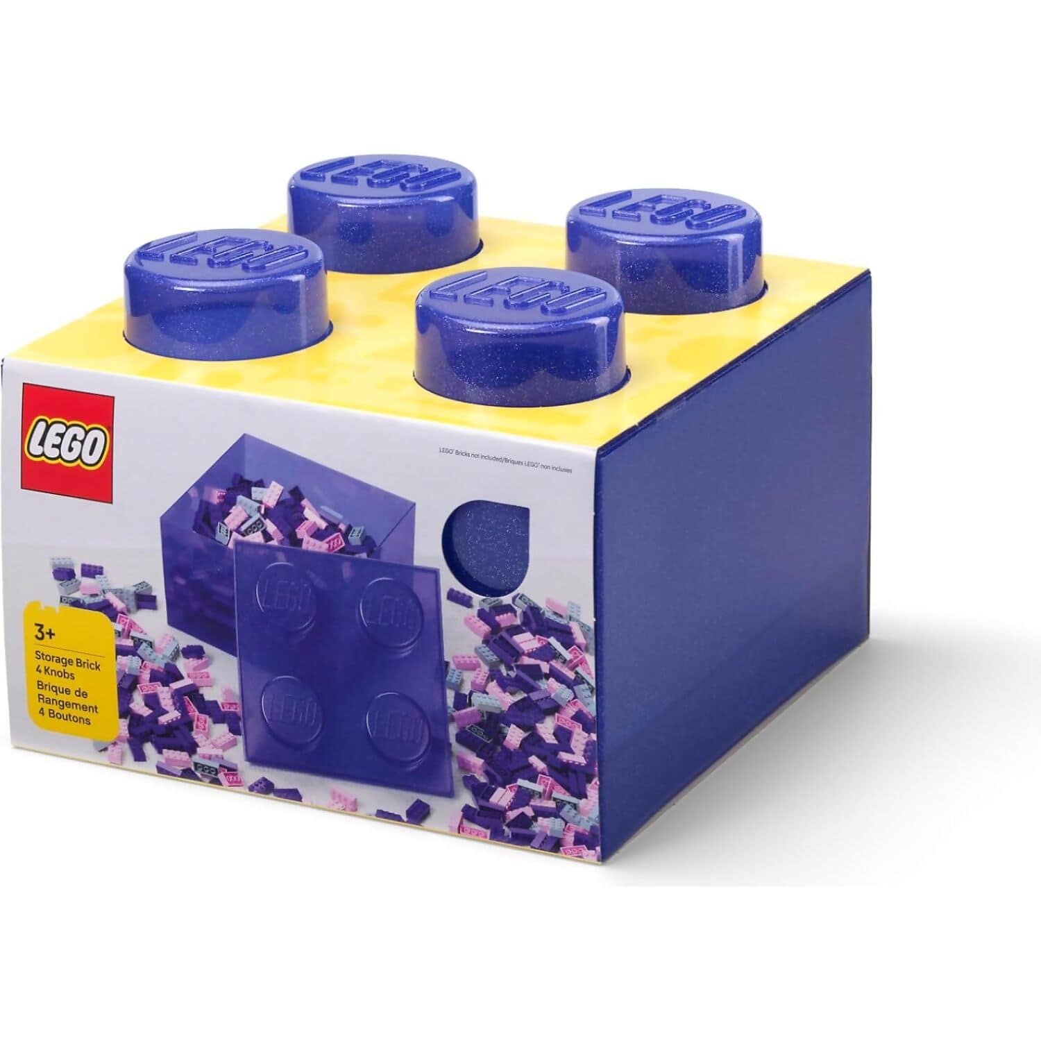 LEGO Storage Brick 4 Studs Top Lid Translucent Glitter Violet - Room Copenhagen