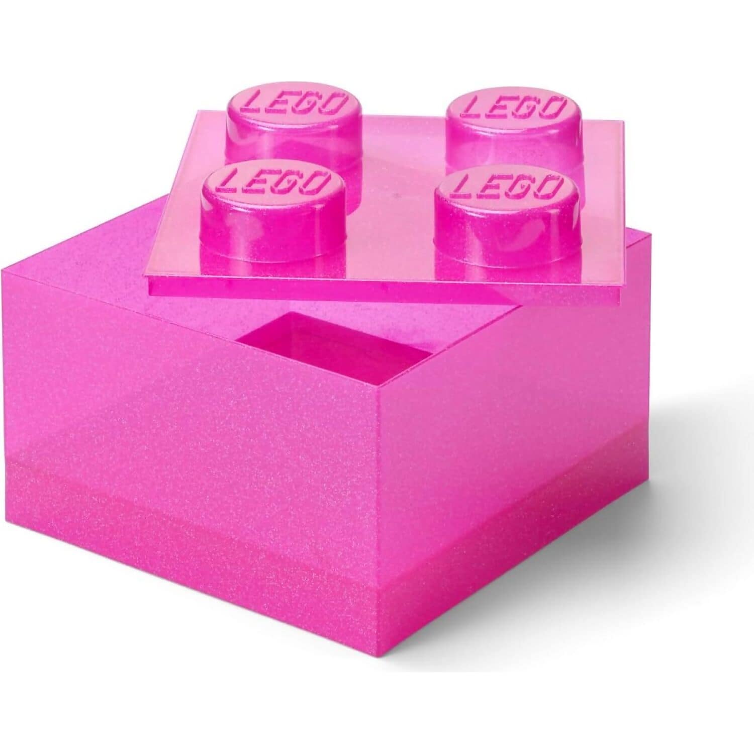 LEGO Storage Brick 4 Studs Top Lid Translucent Glitter Pink - Room Copenhagen - Image 2