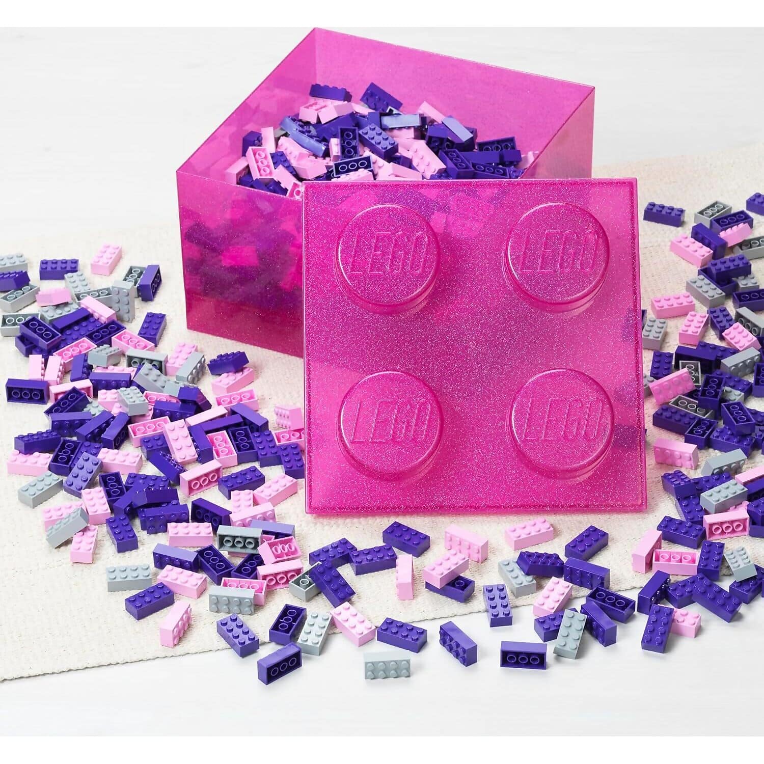 LEGO Storage Brick 4 Studs Top Lid Translucent Glitter Pink - Room Copenhagen - Image 4