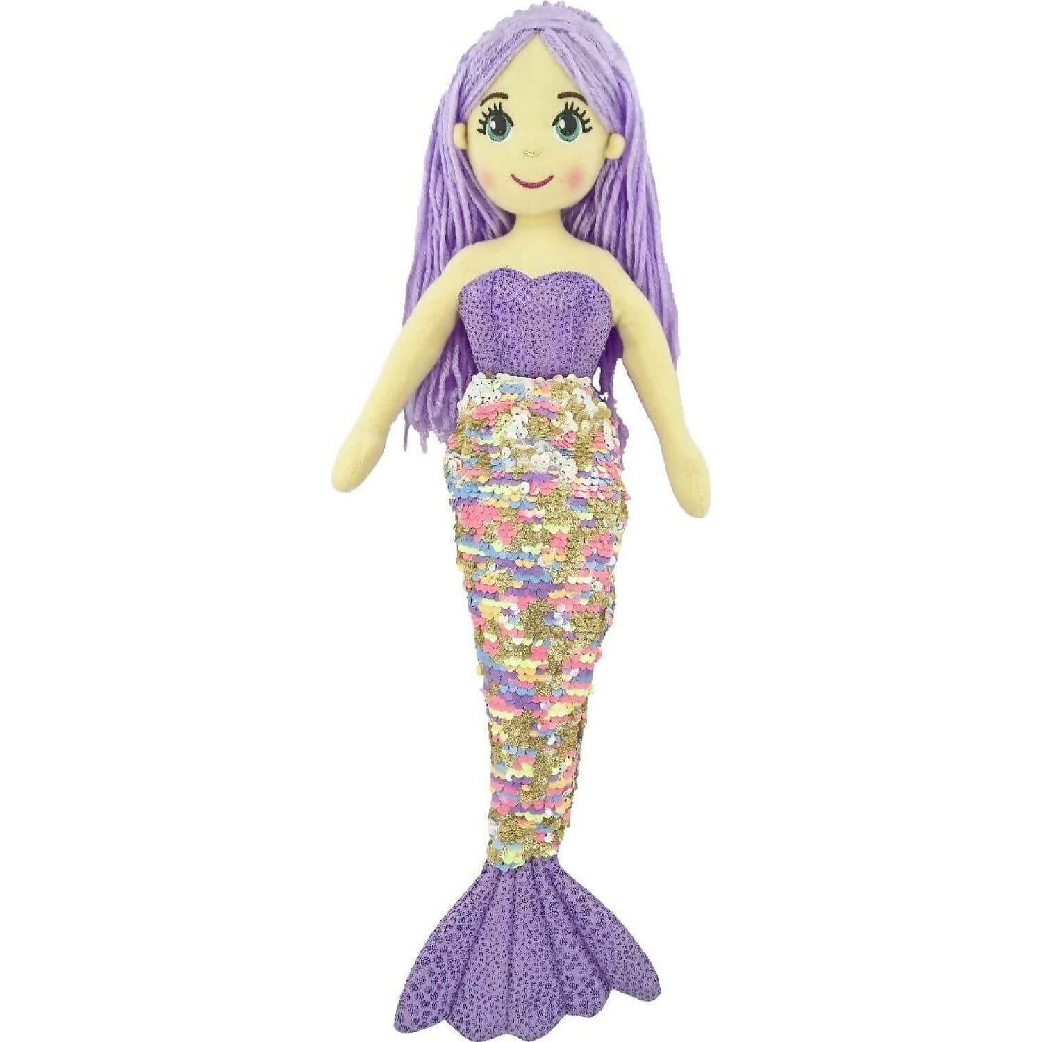 Cotton Candy - Mermaid Storm 45cm Sequined Pastel Purple Multicolor/White Flip Tail - Plush