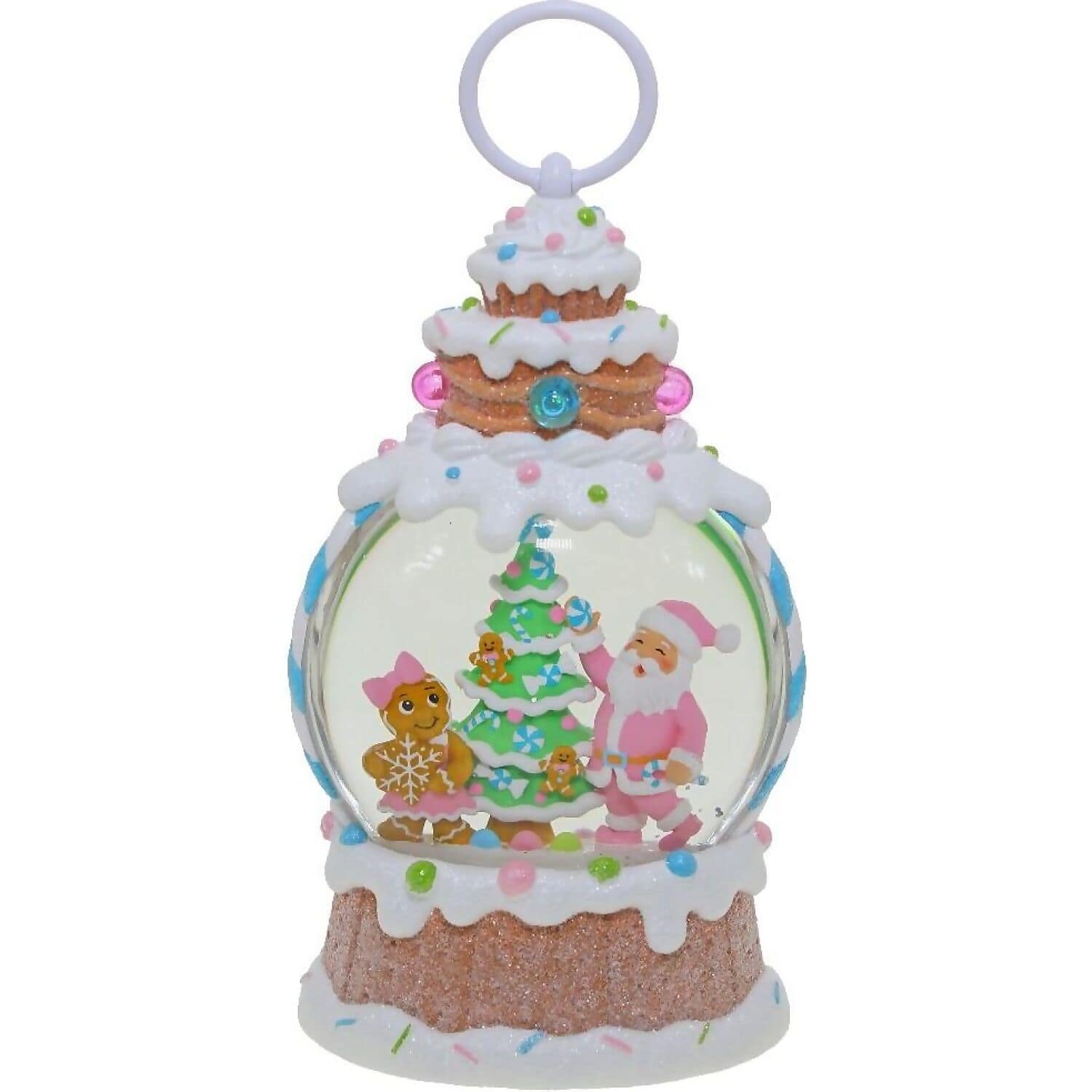 Cotton Candy - Xmas Candy Oval LED Lantern with Glitter Motion 26cm x 12cm x 8cm - Christmas