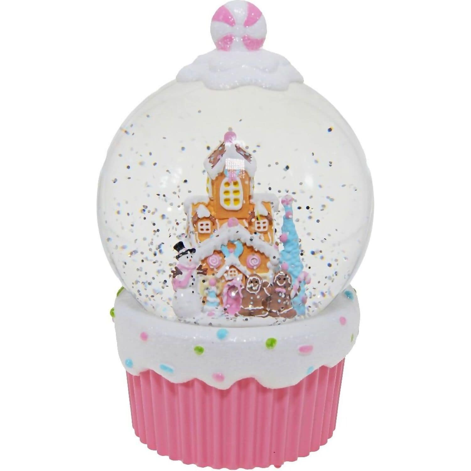Cotton Candy - Xmas Gingerbread House Waterball LED Lantern with Glitter Motion 19cm x 12cm x 12cm - Christmas