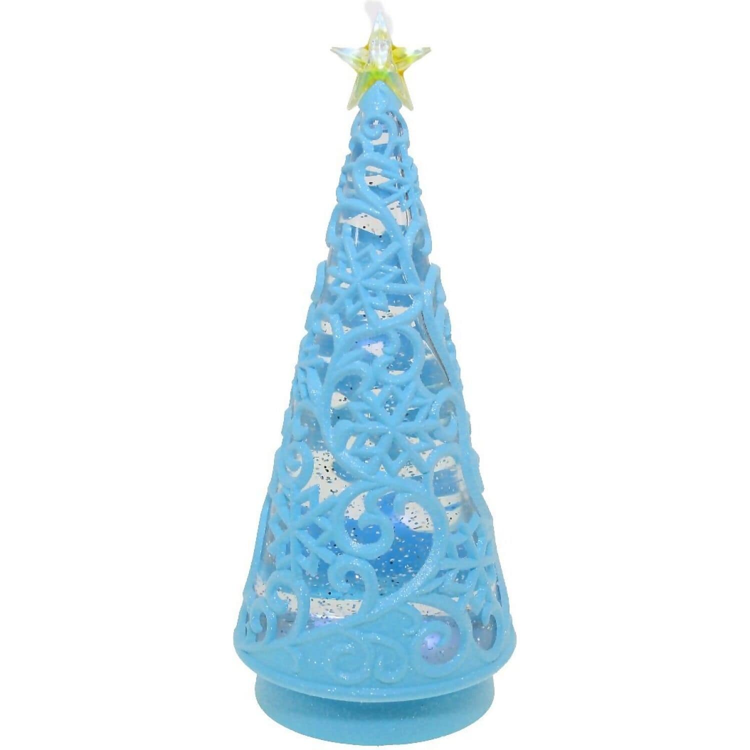 Cotton Candy - Christmas Tree Blue 30cm LED Lantern with Glitter Motion - Xmas