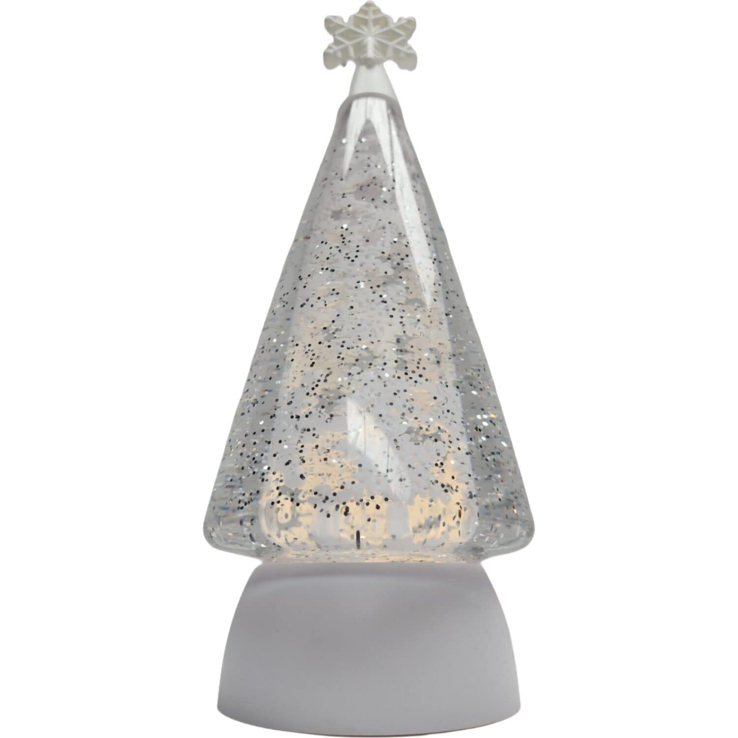 Cotton Candy - Rotating Christmas Tree White 30cm LED Lantern with Glitter Motion - Xmas