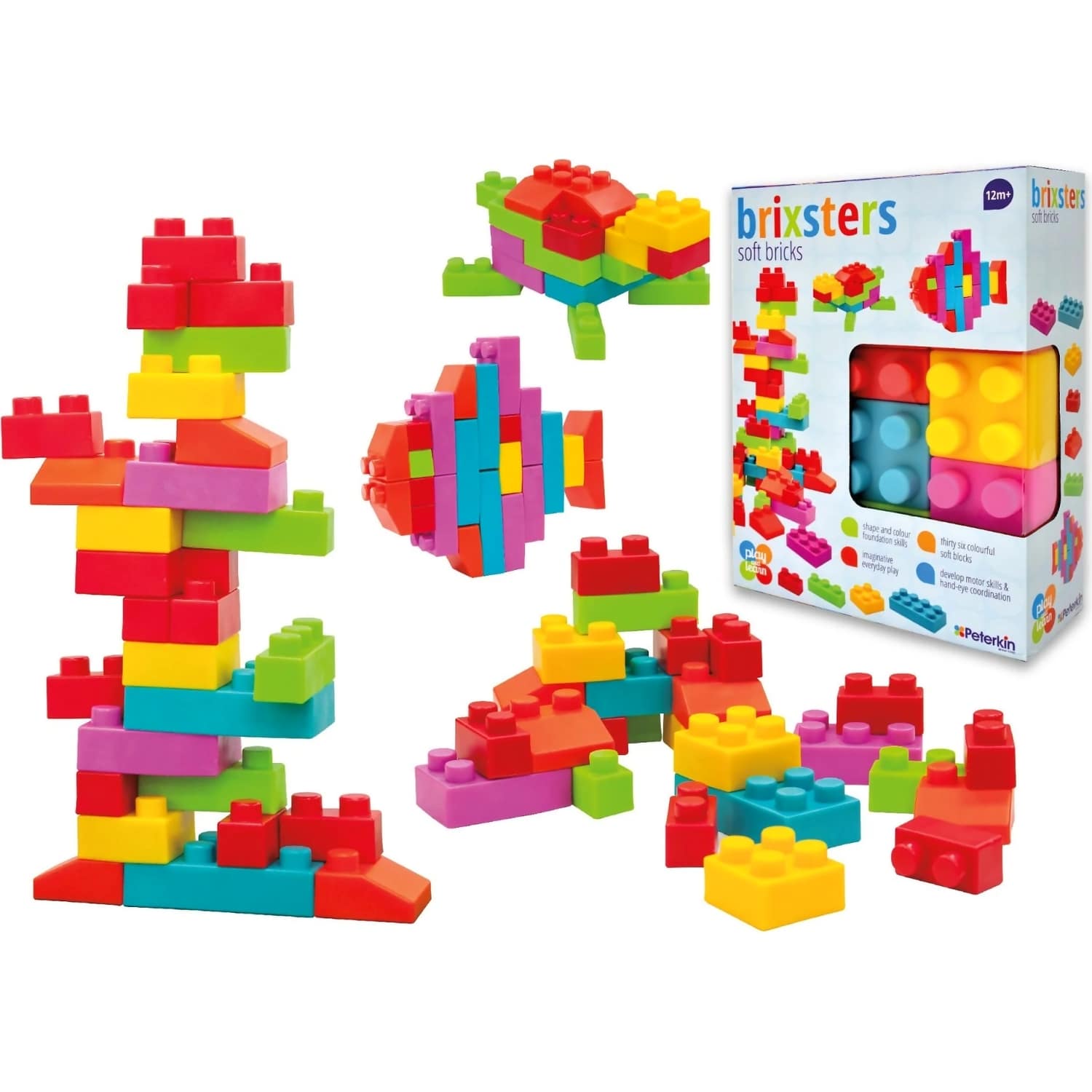 Peterkin - Brixsters Play And Learn 28 Piece Soft Bricks