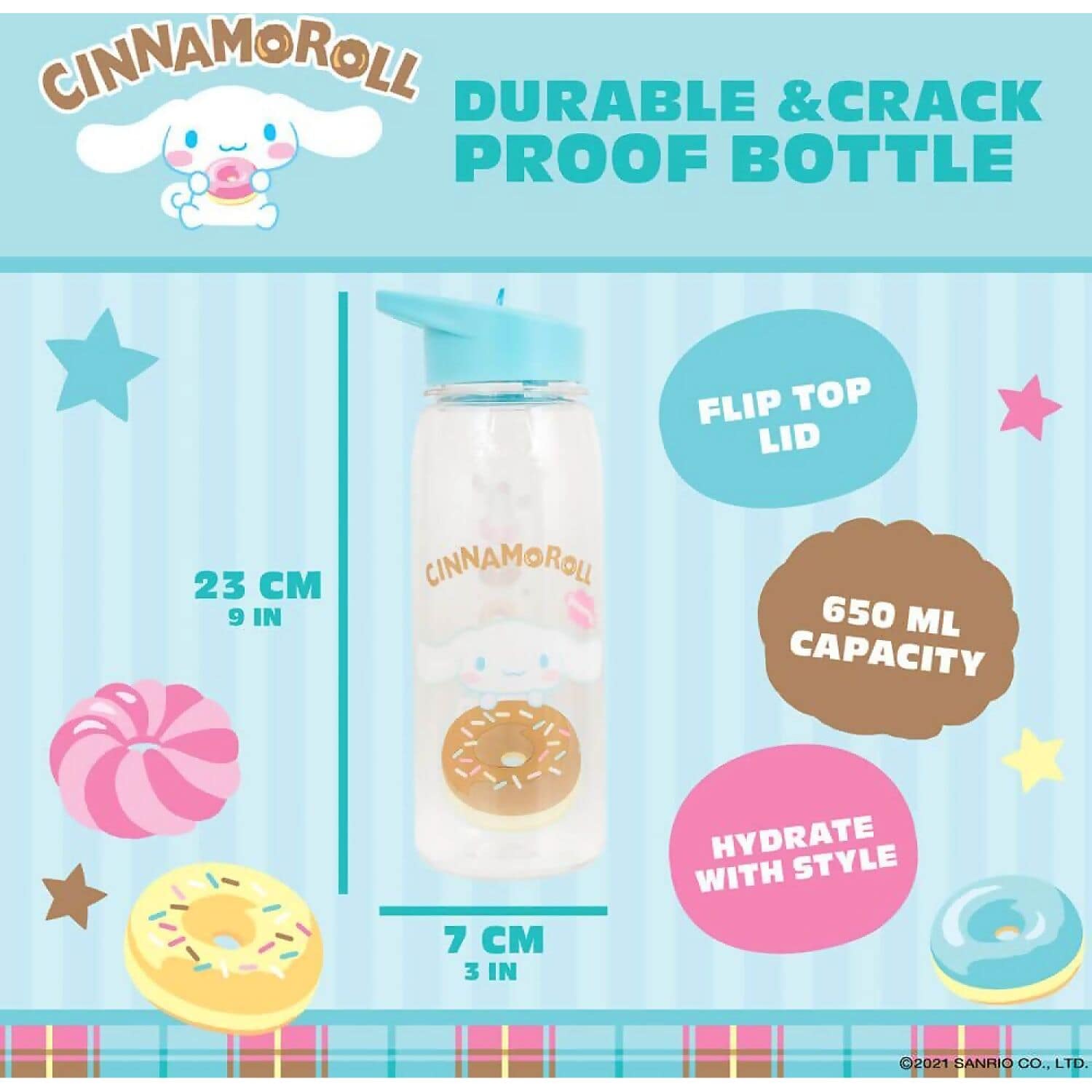 Hello Kitty and Friends - Cinnamoroll Flip Top Bottle 700ml - Jasnor - Image 5