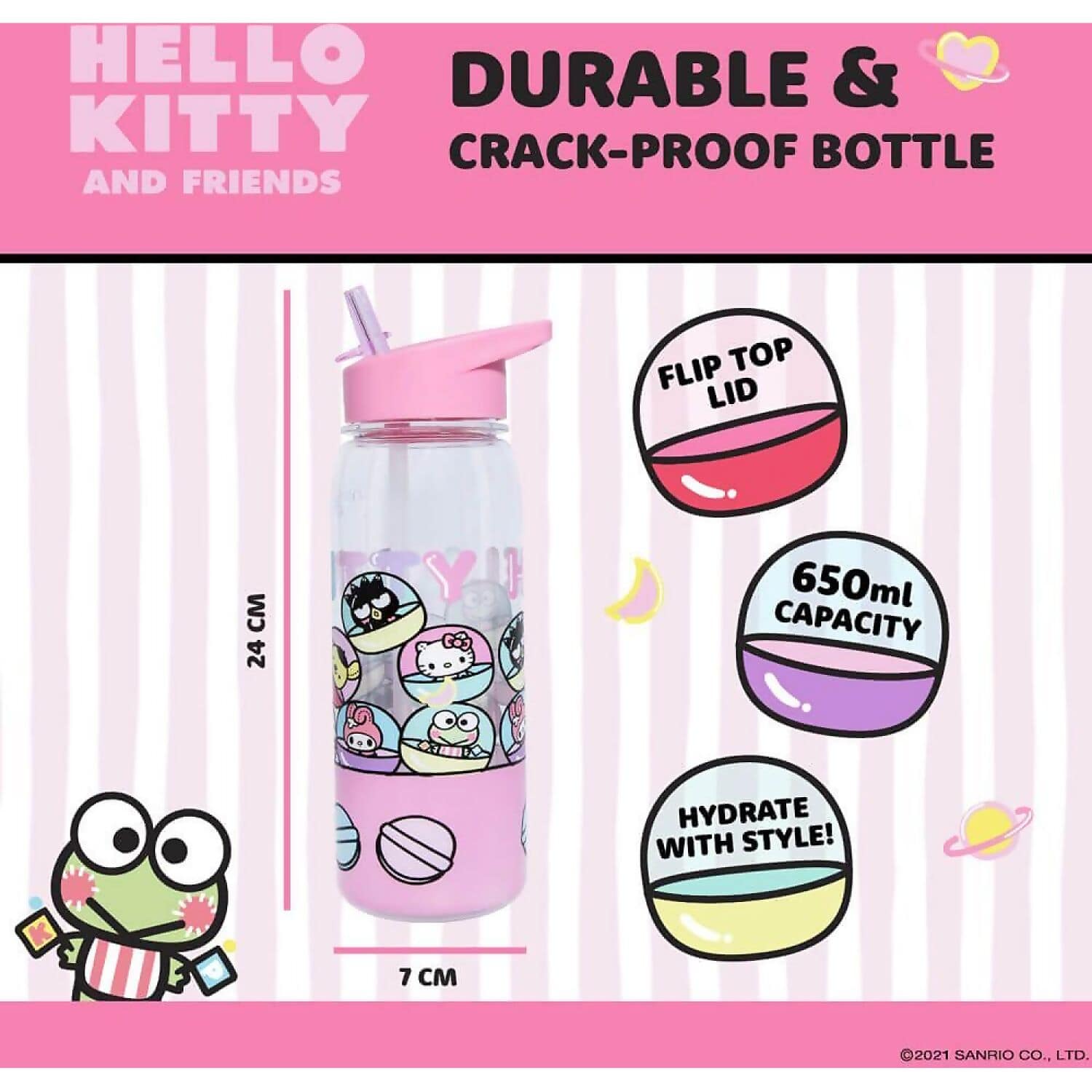 Hello Kitty and Friends - Hello Kitty Flip Top Bottle 650ml - Jasnor - Image 8