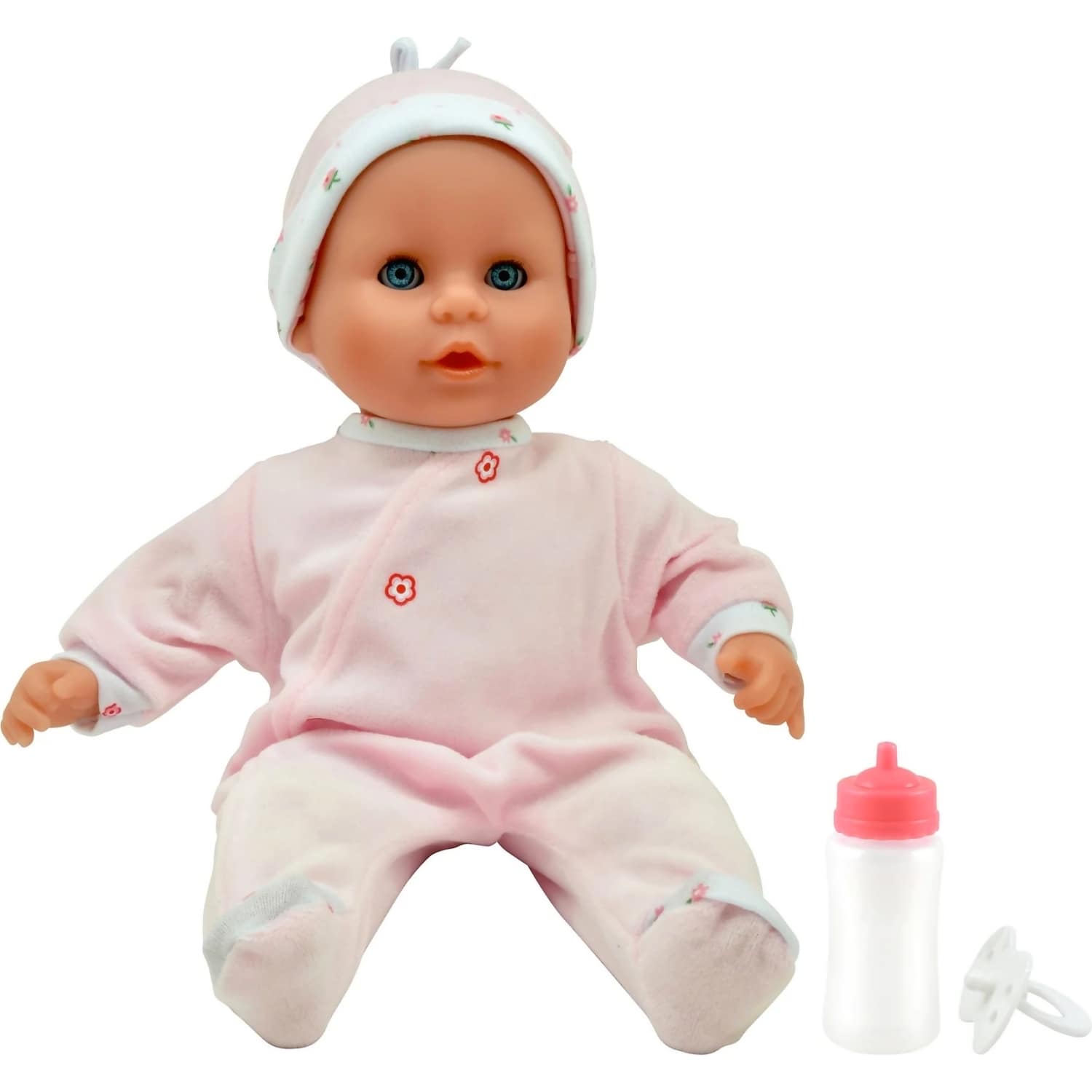 DollsWorld - Little Treasure Baby Doll & Accessories Pink Outfit - Soft Bean Bodied Doll 38cm - Image 2