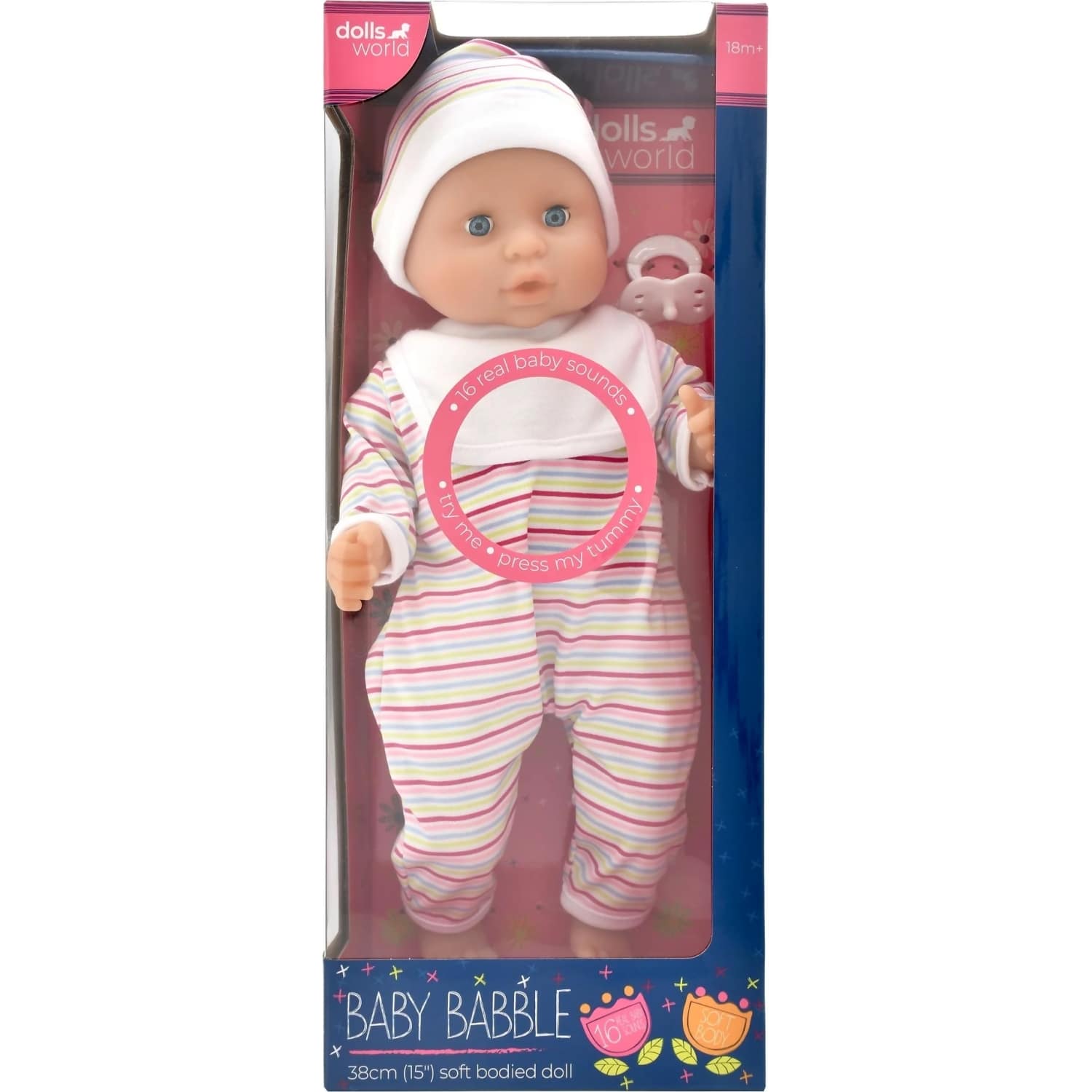 DollsWorld - Baby Babble with Sound Effects - Soft Bodied Doll 38cm
