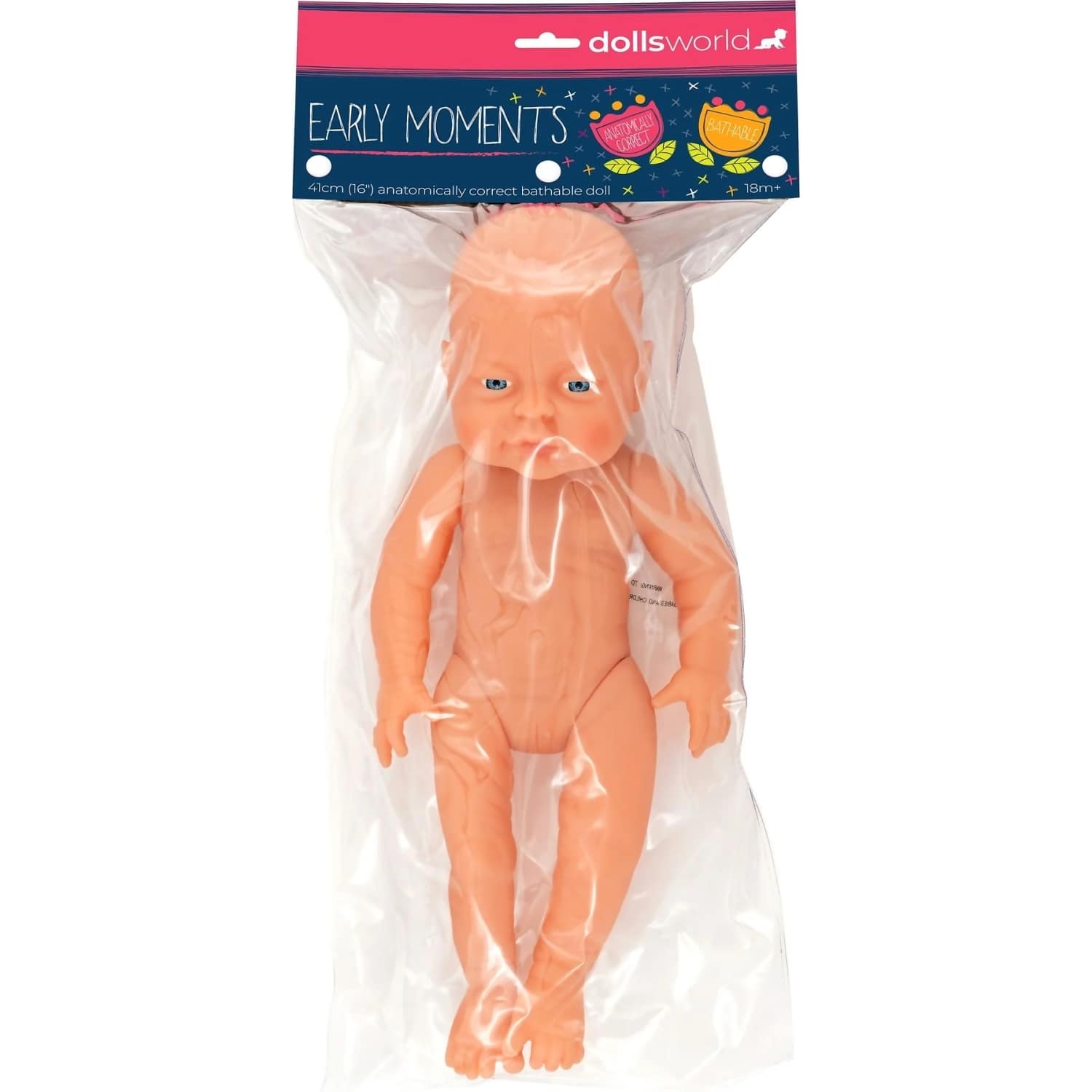 DollsWorld - Early Moments 16-Inch (41cm) Bathable Baby Doll - Girl