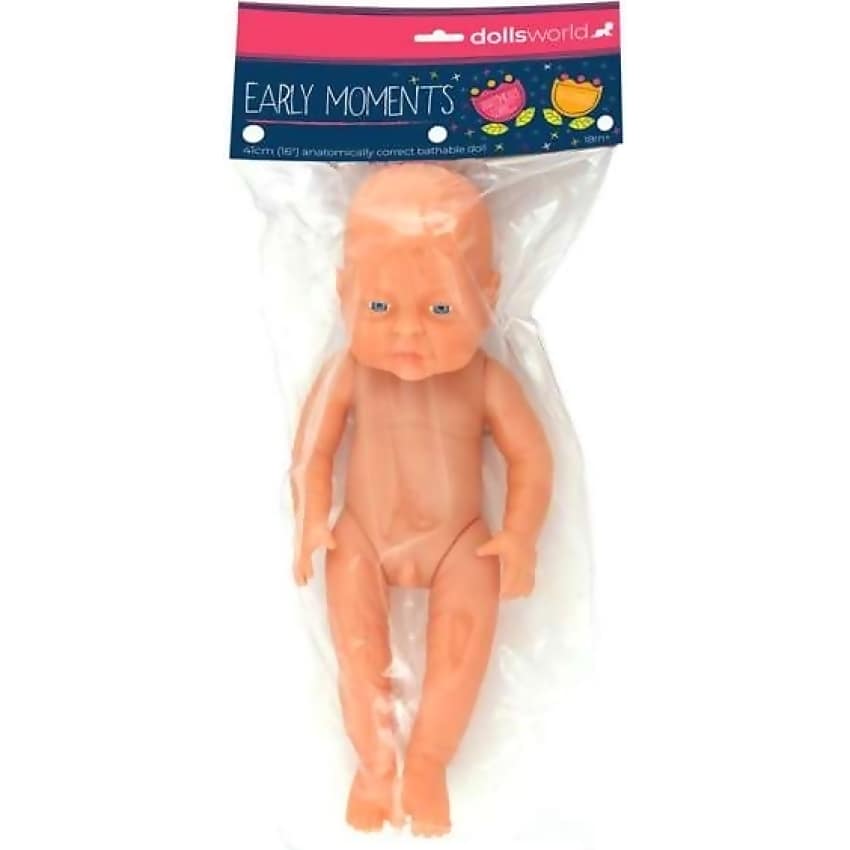 DollsWorld - Early Moments 16-Inch (41cm) Bathable Baby Doll - Boy