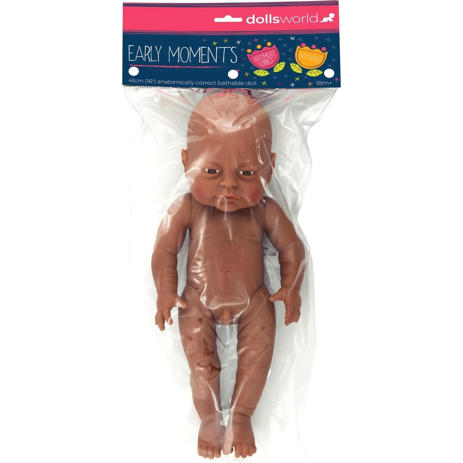 DollsWorld - Early Moments 16-Inch (41cm) Bathable Baby Doll - Boy