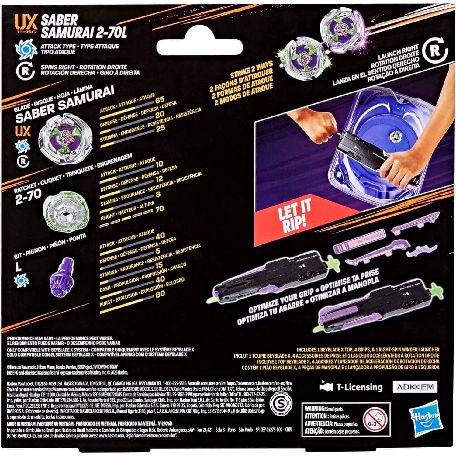 Beyblade - X Saber Samurai 2-70L Victory Grip Launcher Set - Image 2