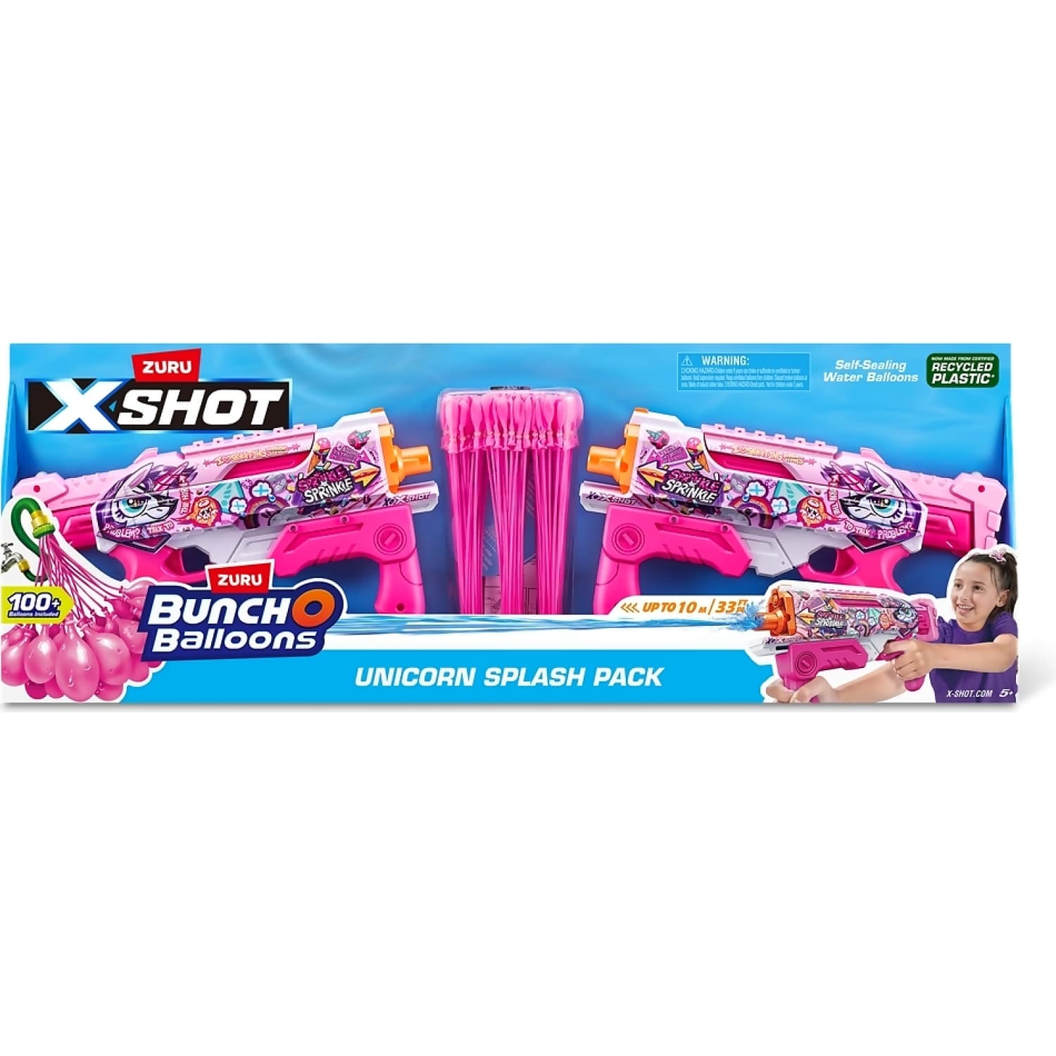 Zuru - X-Shot Bunch O Balloons Fast Fill Unicorn Splash 2-Pack with 100 Balloons