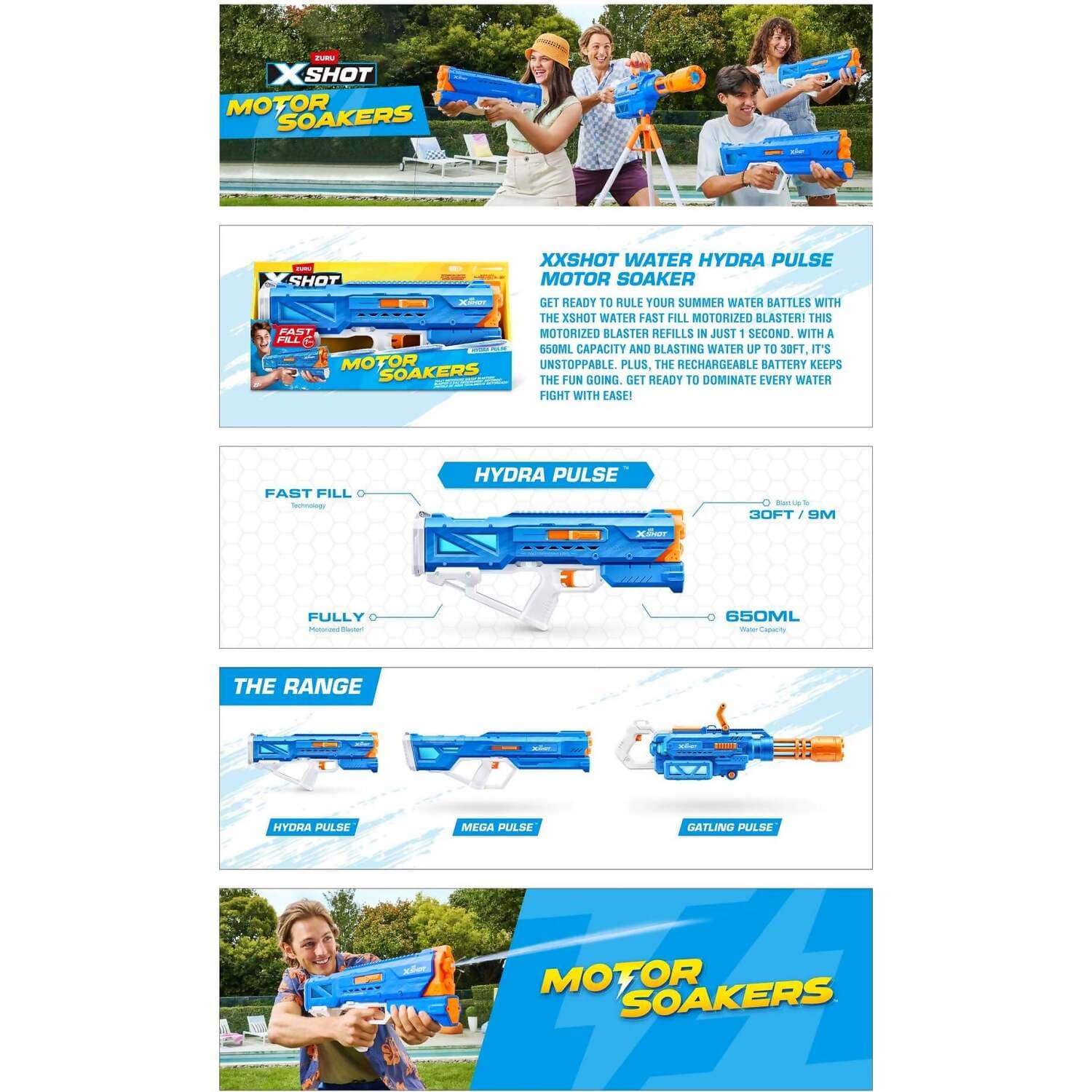 Zuru - X-Shot Motorized Fast Fill Motor Soaker - Hydra Pulse - Image 10