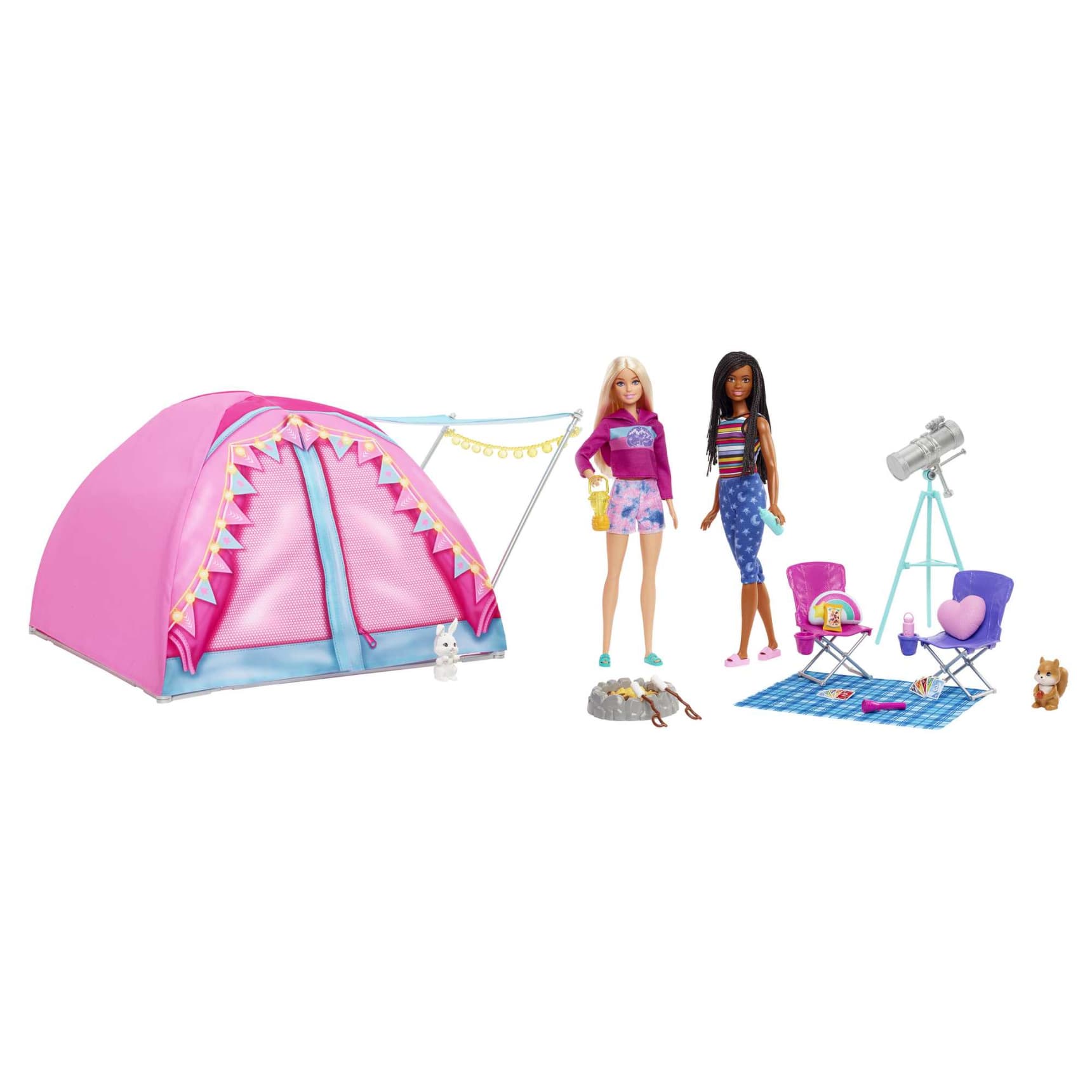 Barbie It Takes Two Camping Playset With Tent 2 Barbie Dolls & Accessories