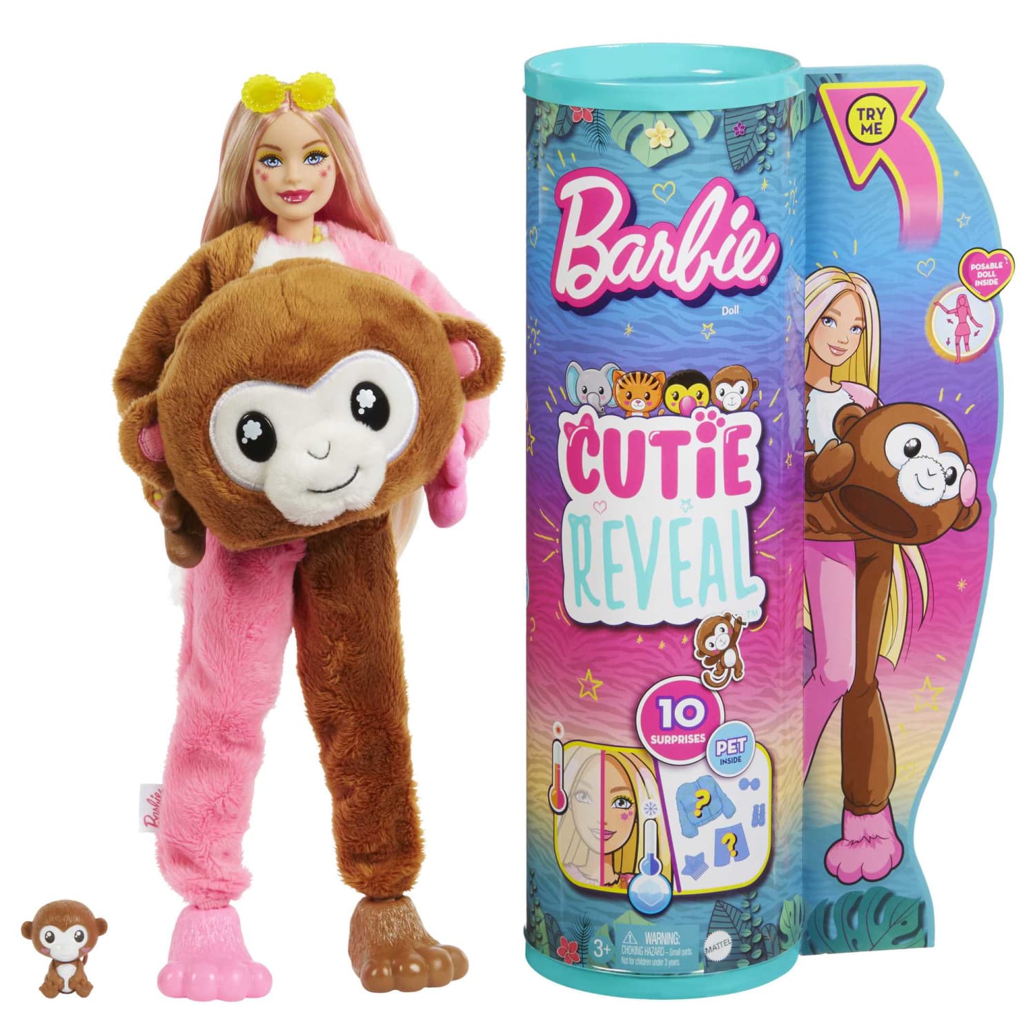 Barbie Cutie Reveal Chelsea Doll And Accessories Jungle Series Monkey-themed Small Doll Set
