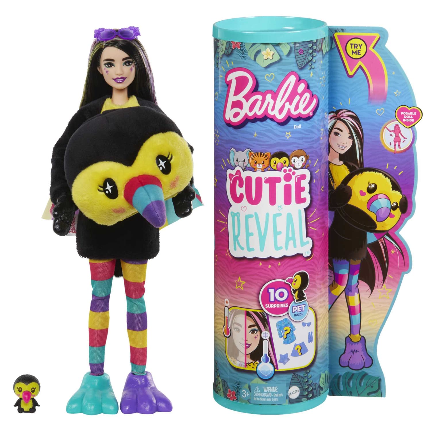 Barbie Cutie Reveal Doll And Accessories Jungle Series Toucan-themed Small Doll Set