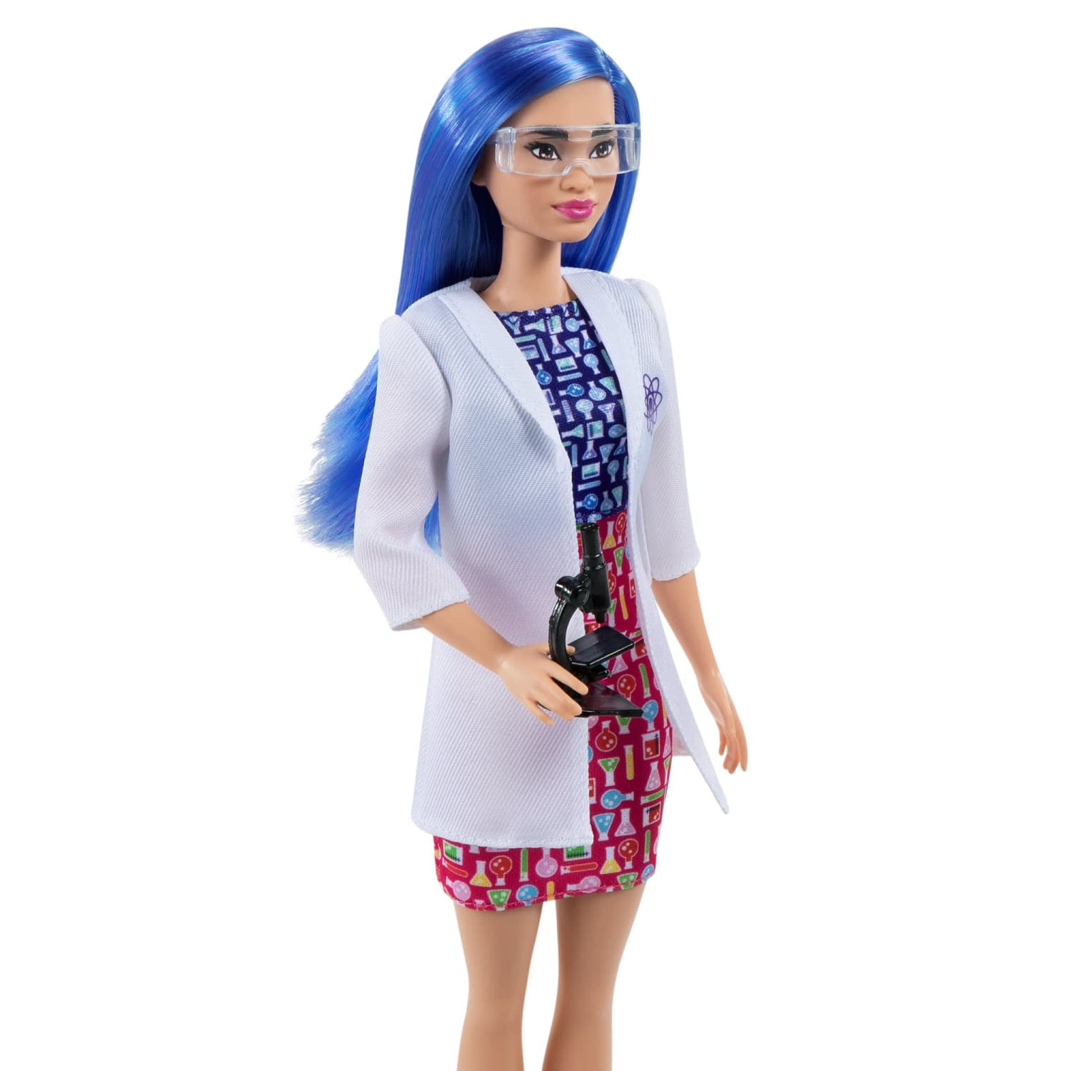 Barbie Scientist Doll (12 Inches) Blue Hair Color Block Dress Lab Coat & Flats Microscope Accessory - Image 2
