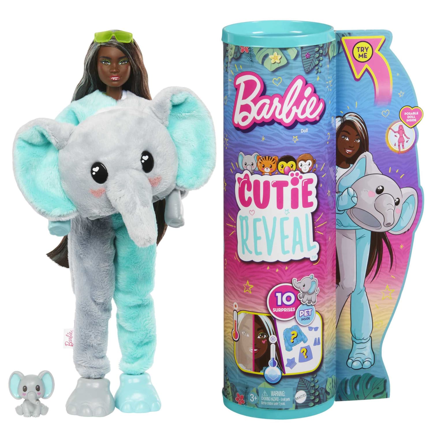 Barbie Cutie Reveal Doll And Accessories Jungle Series Elephant-themed Small Doll Set