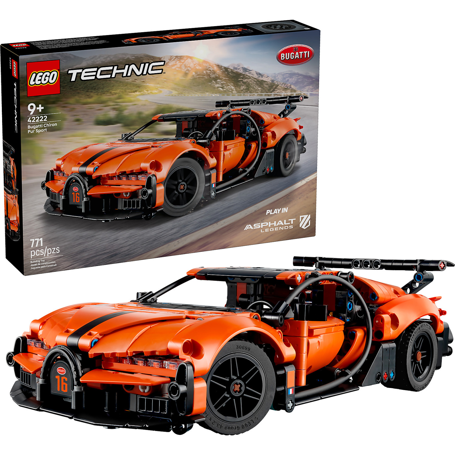 LEGO 42222 Bugatti Chiron Pur Sport Hypercar - Technic